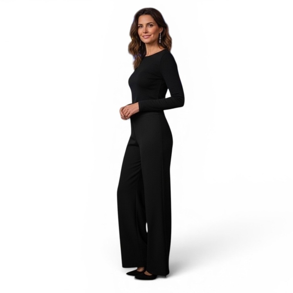 Giorgio Armani Pants Trousers Size 4 EU 40 Black High Rise Side Zip Italy #1062